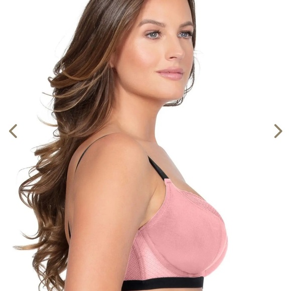 Parfait Quartz Pink Underwire Bra Sz 32K Full Figured Sexy Plunge Romina P5522 - Picture 3 of 14